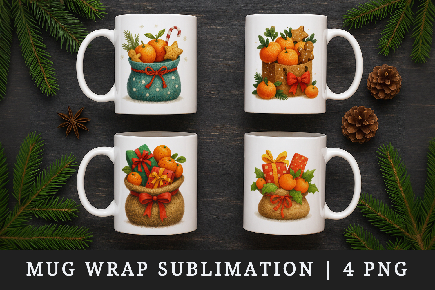 Winter mug wrap printable sublimation design product image 1