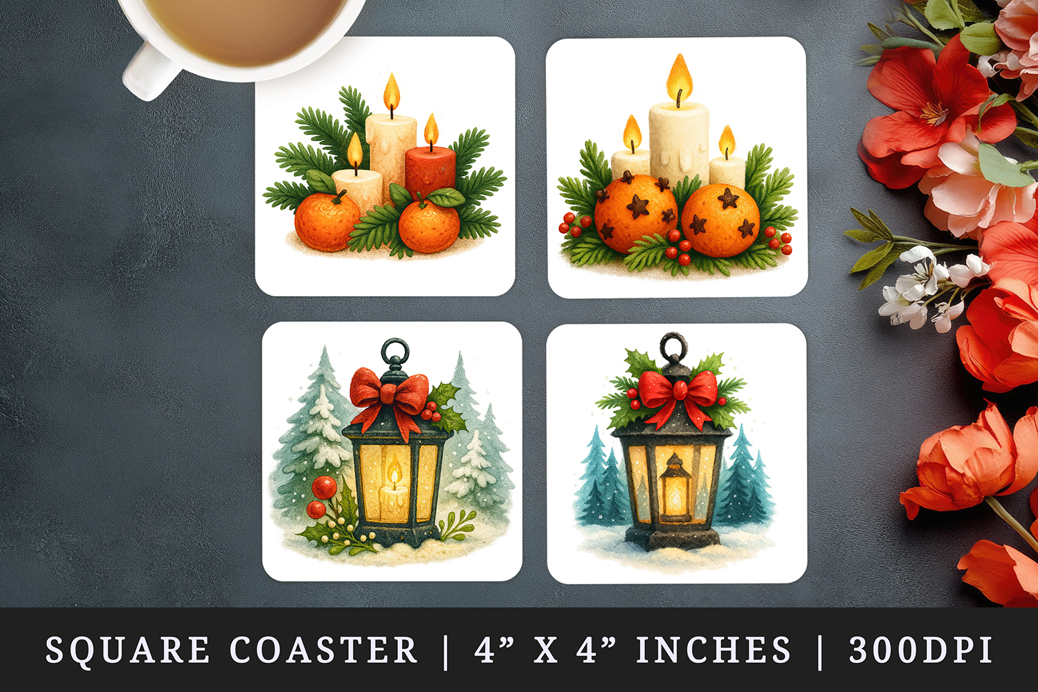 Winter square coaster sublimation, coasters design product image 1