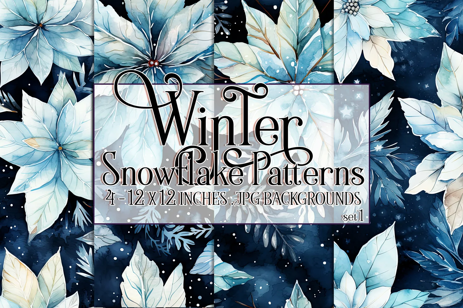 Winter Background, Winter Seamless Snowflake Patterns, s1 product image 1