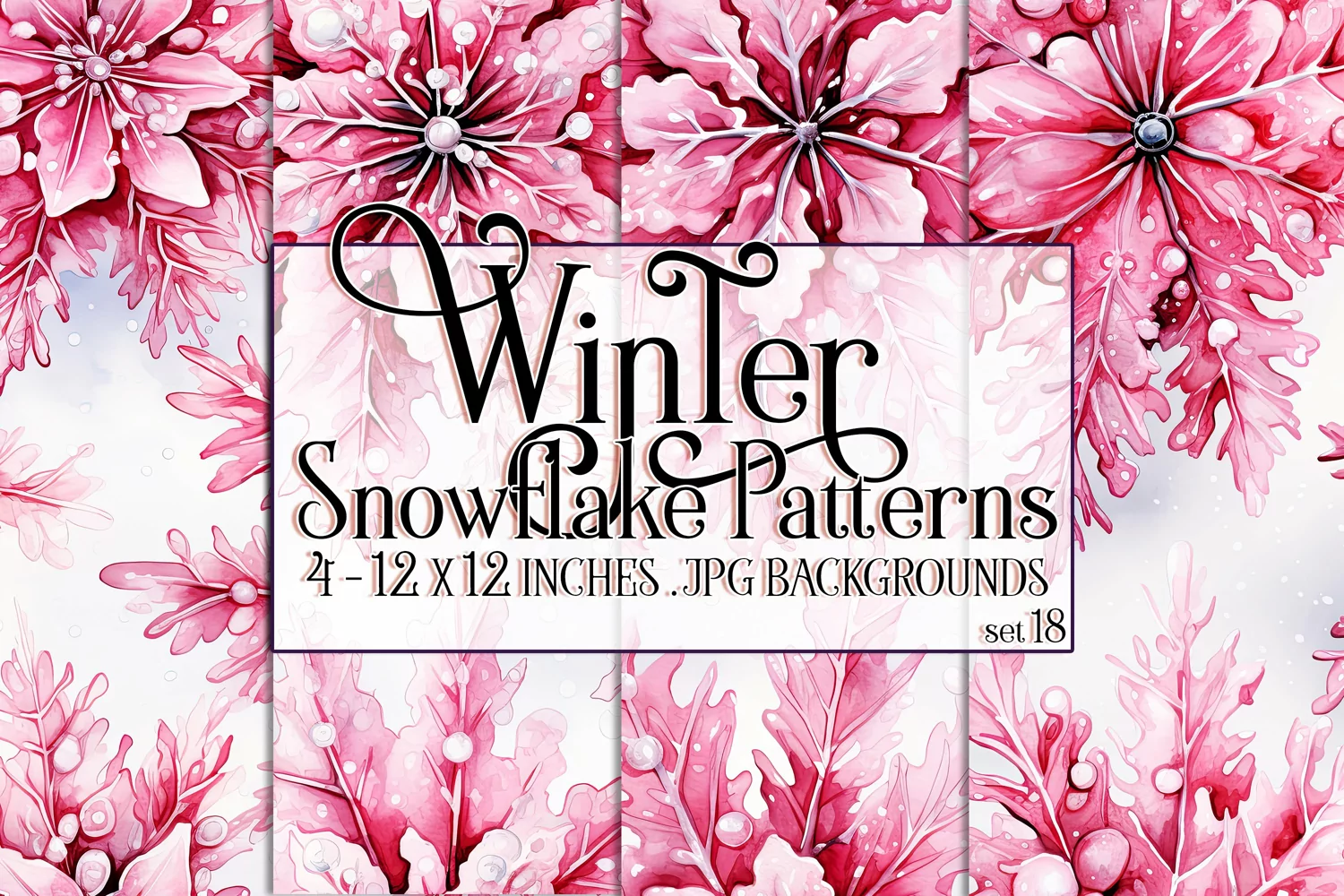 Winter Background, Winter Seamless Snowflake Patterns, s18 product image 1
