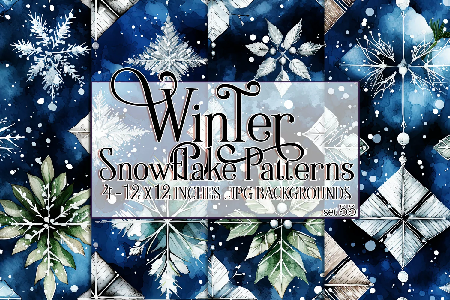 Winter Background, Winter Seamless Snowflake Patterns, s33 product image 1