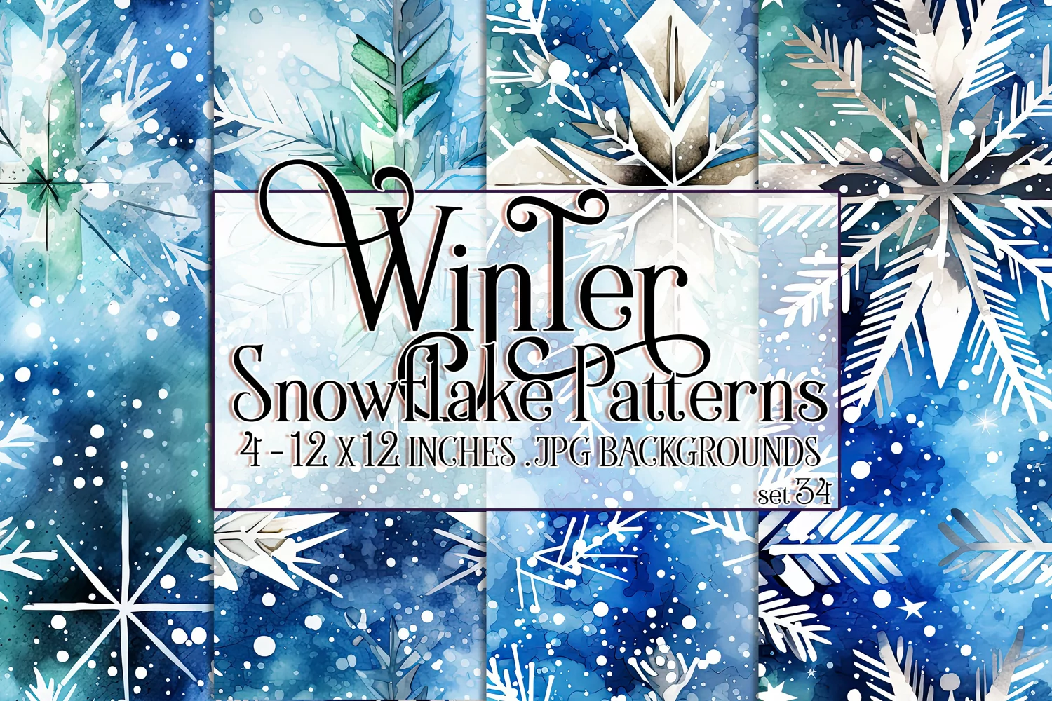 Winter Background, Winter Seamless Snowflake Patterns, s34 product image 1