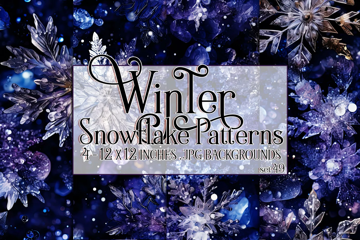 Winter Background, Winter Seamless Snowflake Patterns, s49 product image 1