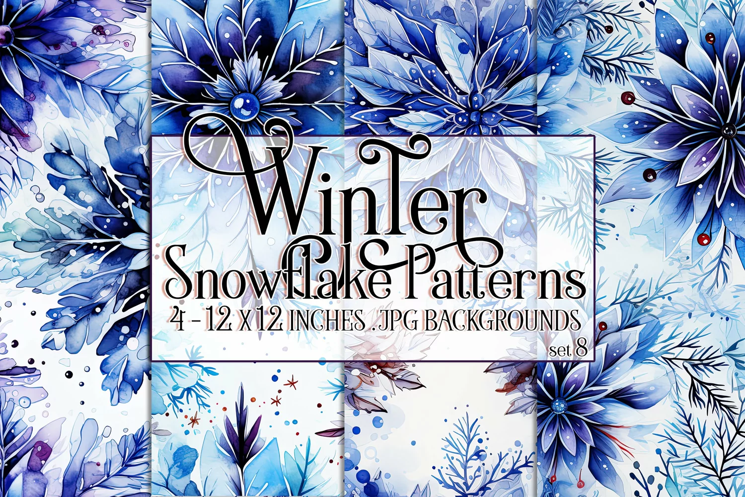 Winter Background, Winter Seamless Snowflake Patterns, s8 product image 1