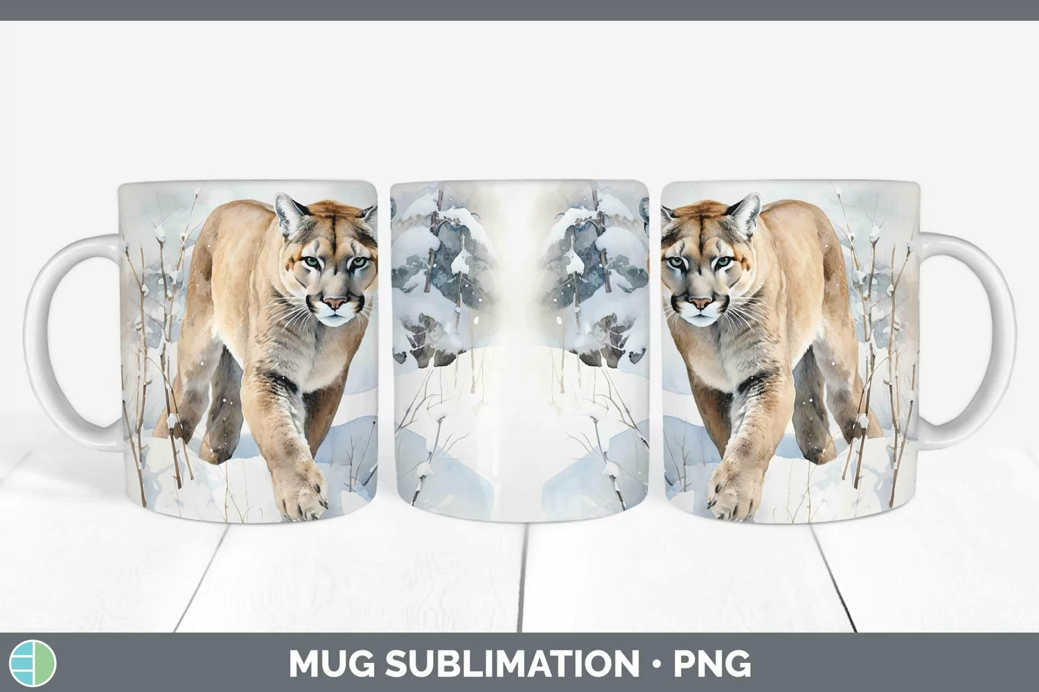 GorgeousWinter Wild Cats Mug Wrap design.