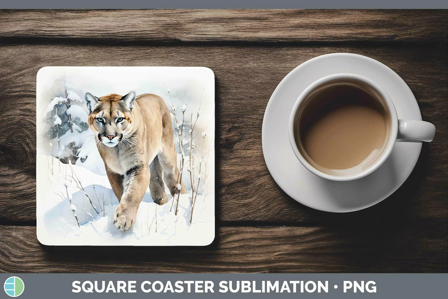 GorgeousWinter Wild Cats Square Coaster design.