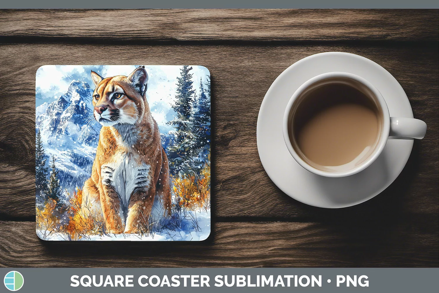 GorgeousWinter Wild Cats Square Coaster design.
