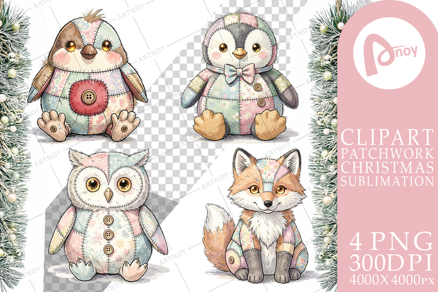 Winter Woodland Patchwork Sublimation product image 1