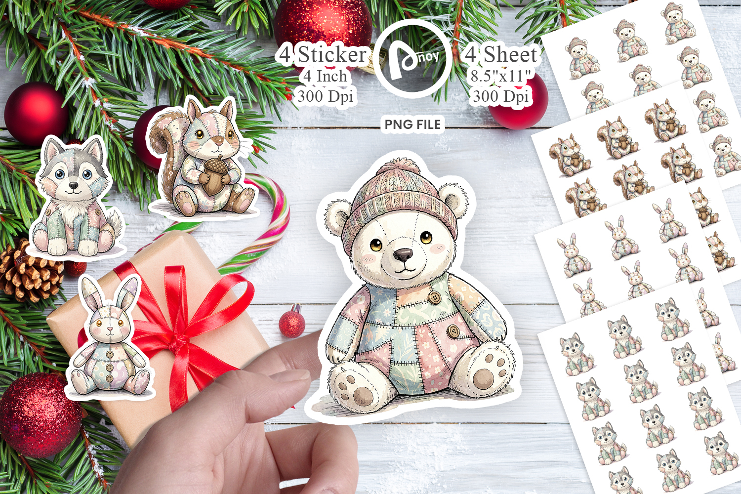 Winter Woodland Patchwork Sticker product image 1