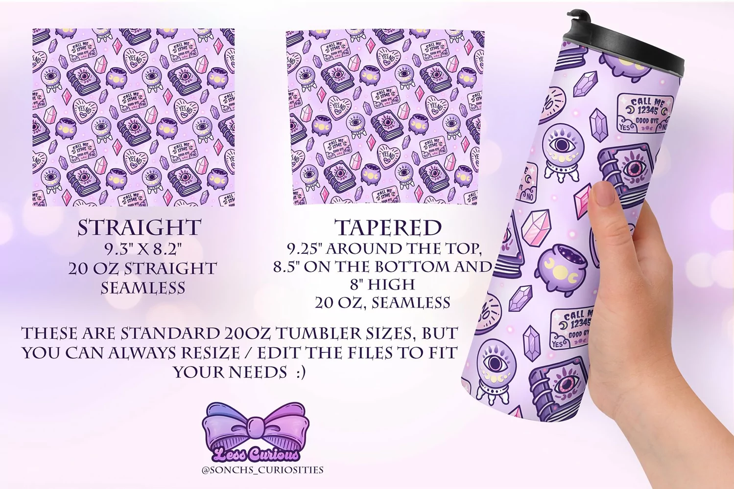 Kawaii Witch - Planchette - 20 oz tumbler sublimation file product image 1