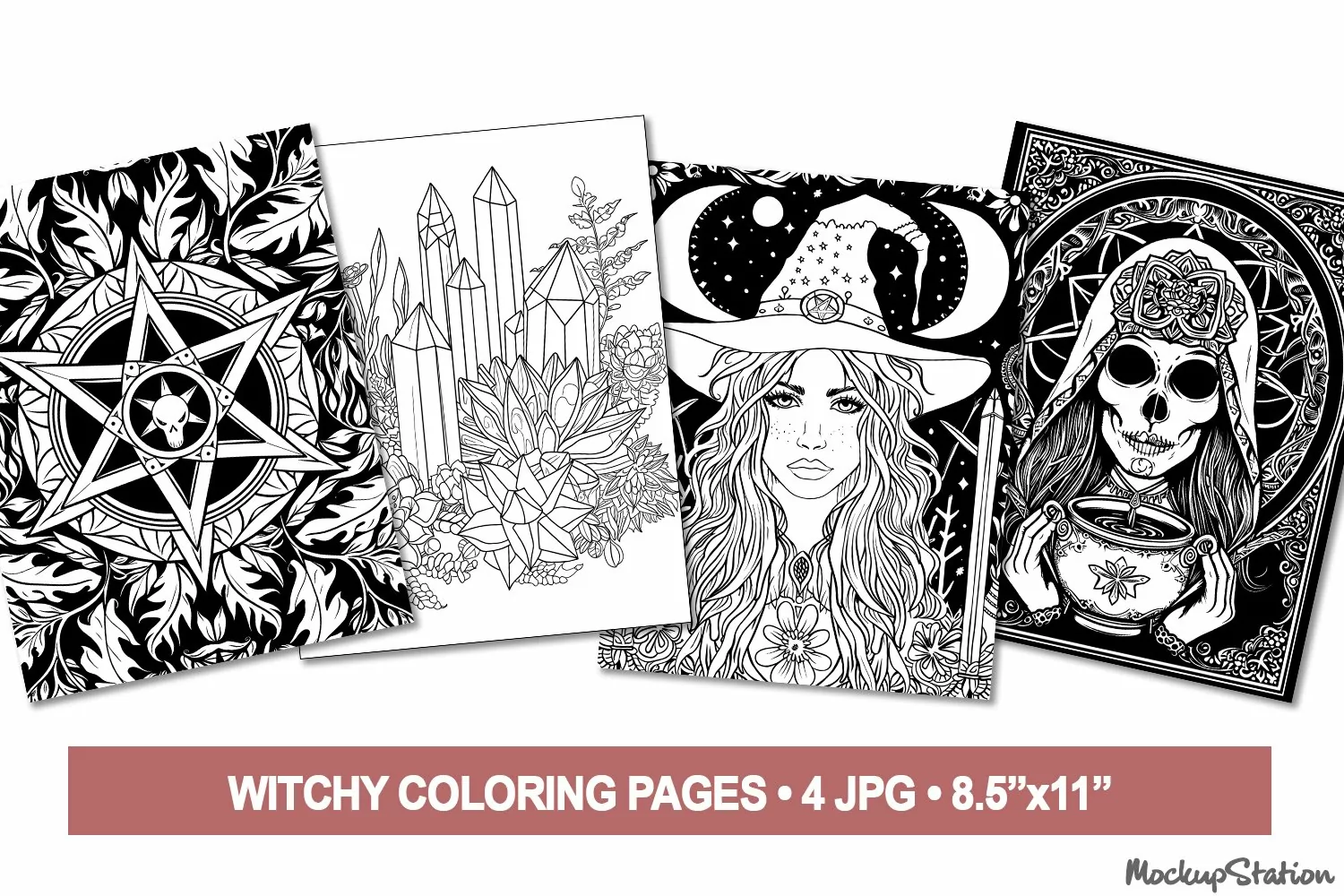Magic Coloring Pages | Wiccan Witchy Coloring Book Page product image 1