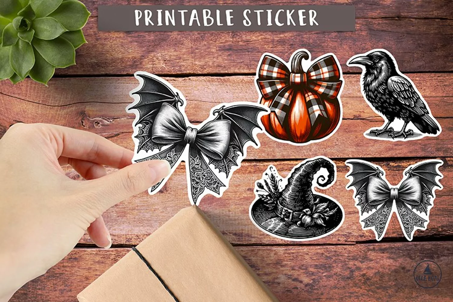 Witchy stickers Vintage Halloween stickers png