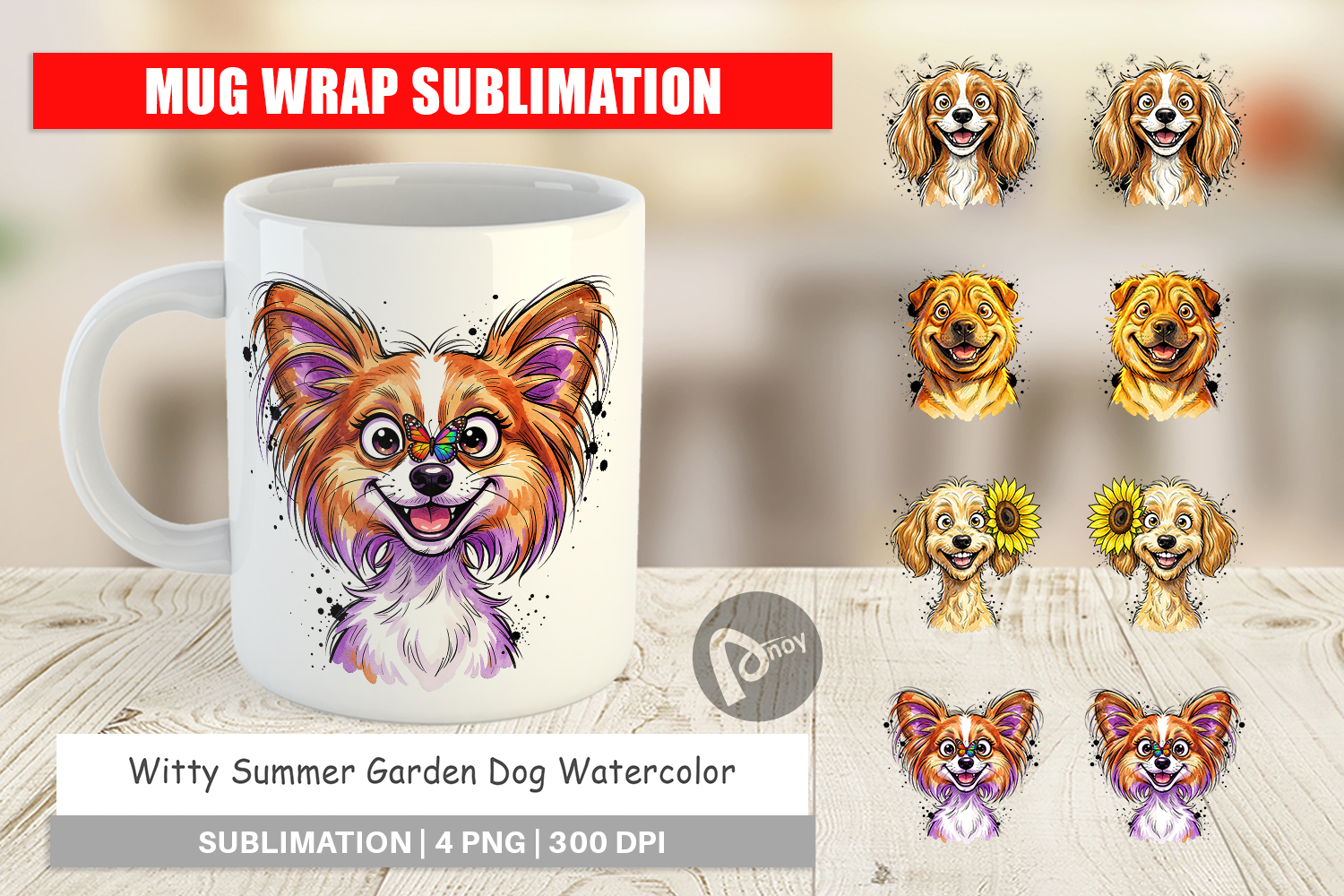 Summer Garden Dog Mug Wrap product image 1