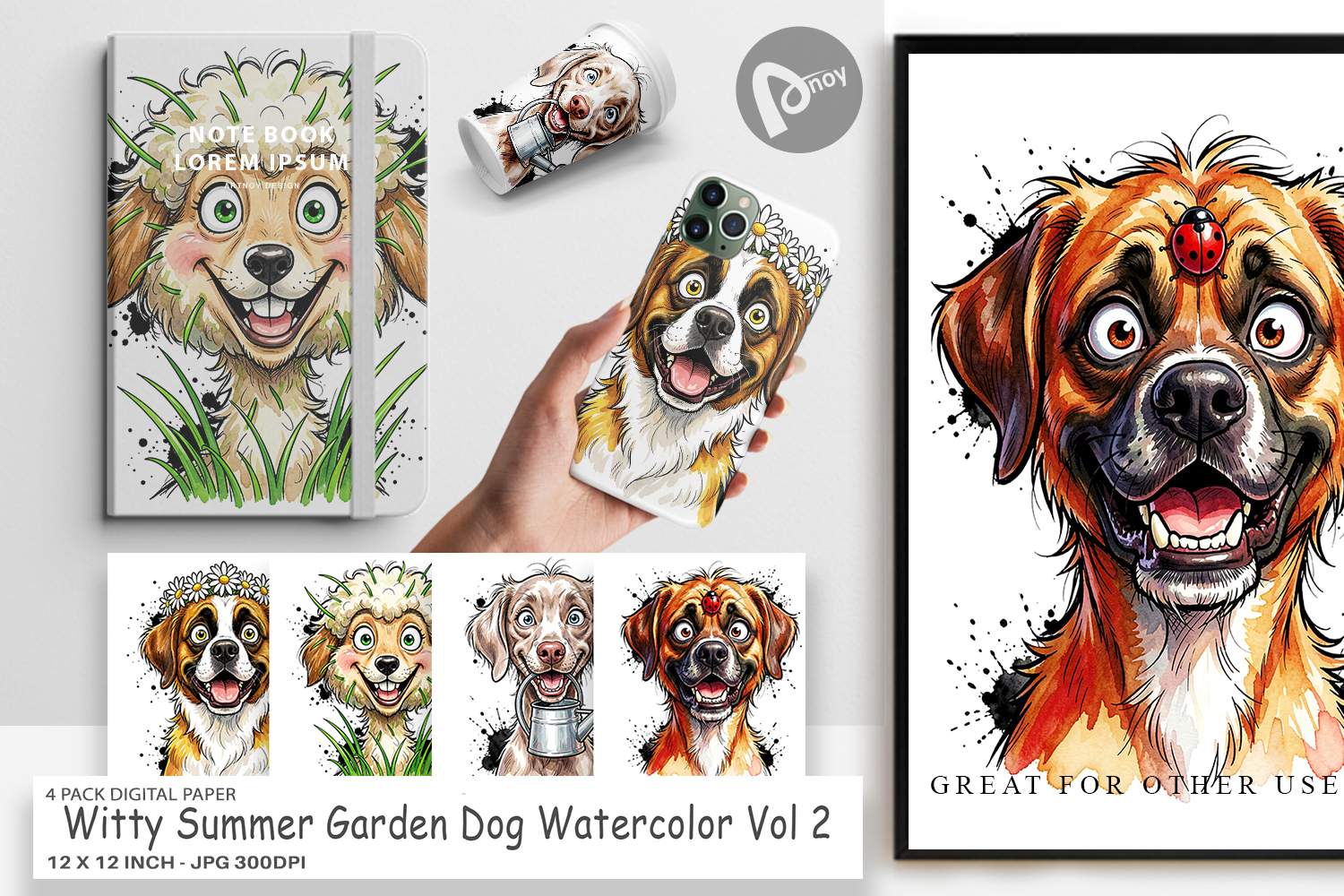 Summer Garden Dog Digital Paper product image 1