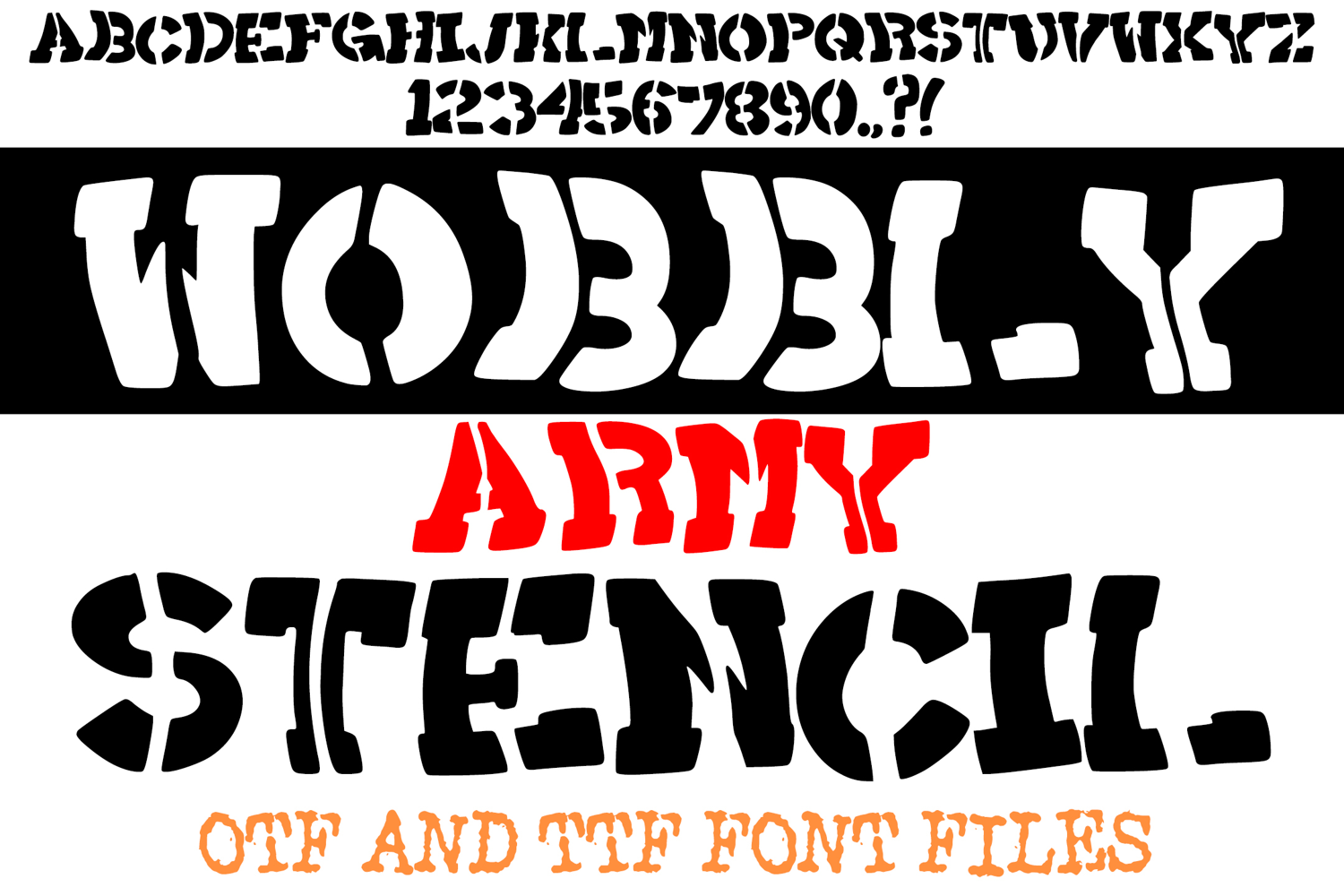 Wobbly Army Stencil Hand Drawn Lettering ABC Military Font Type by Squeeb Creative