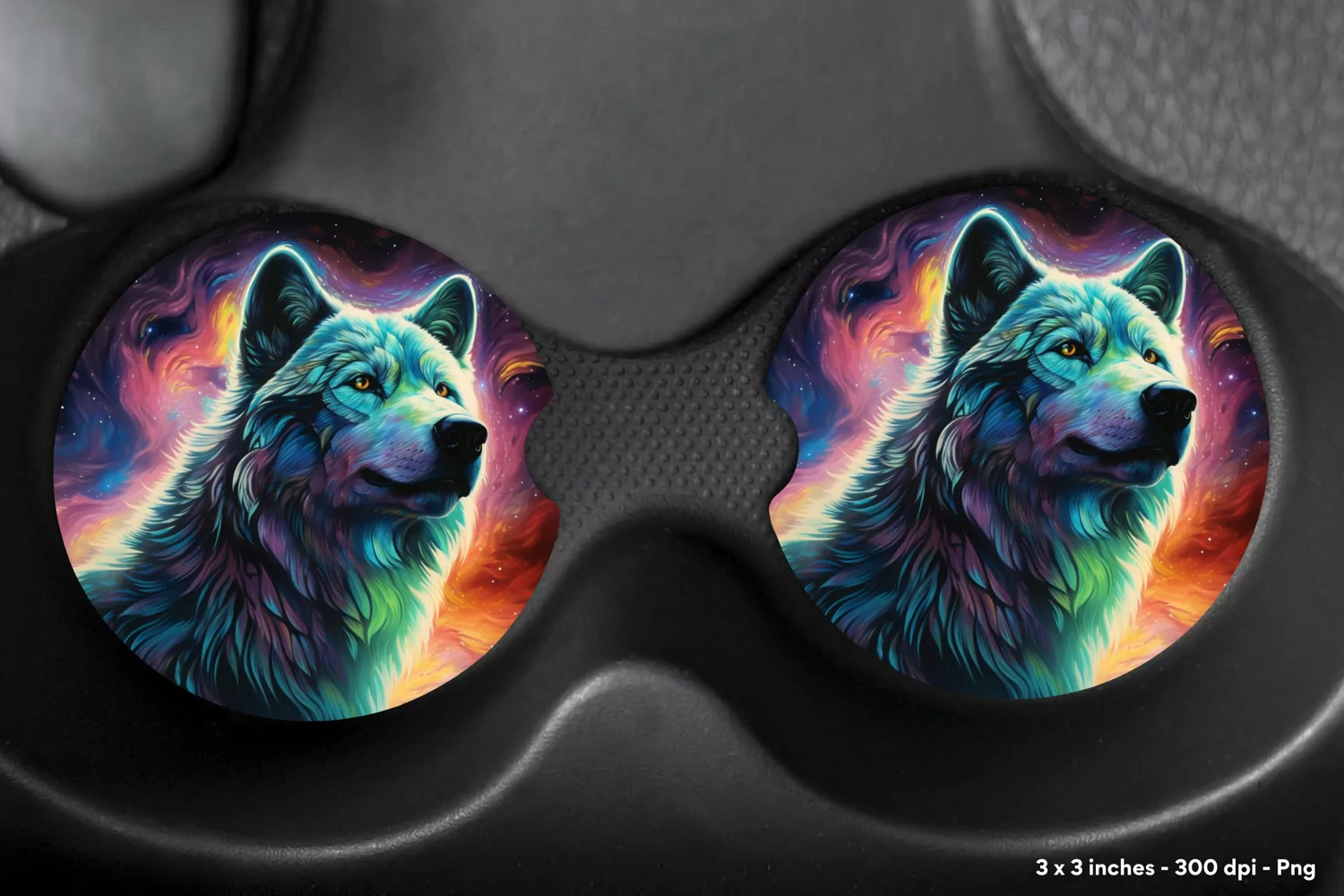 Wolf Car Coasters  Watercolor Wolf Sublimation Coasters Png