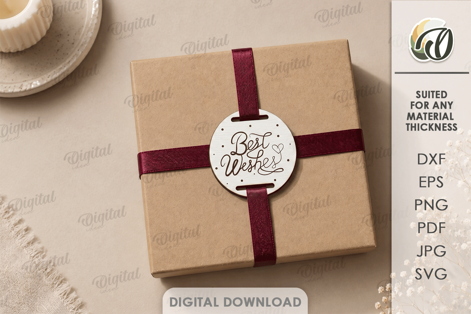 Gift Tag Laser Cut. Engraved Present Tag SVG product image 1