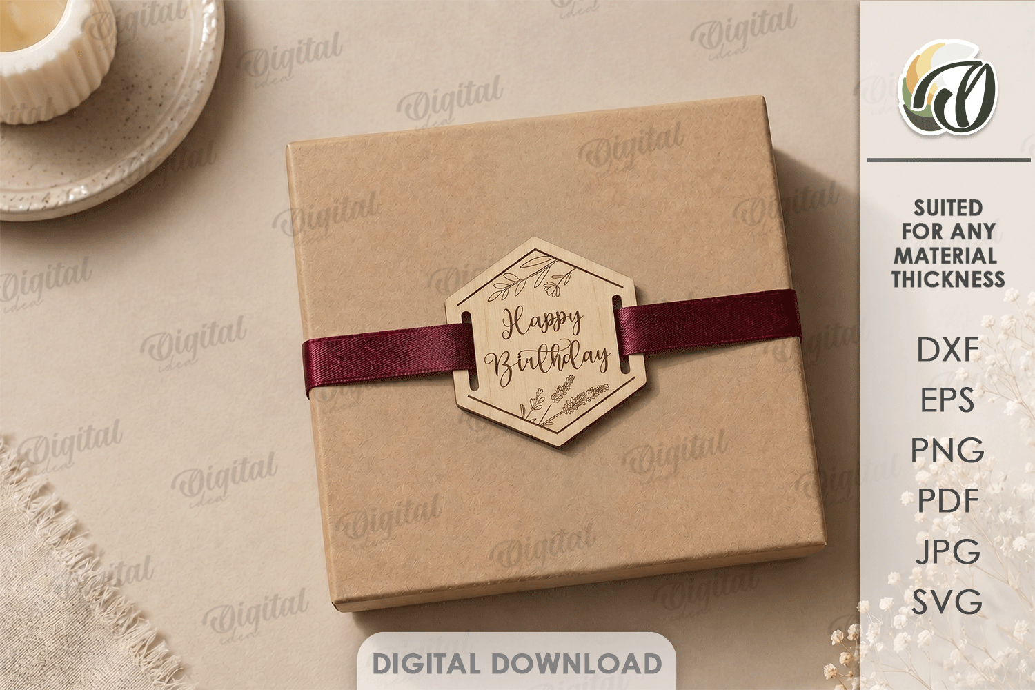 Gift Tag Laser Cut. Engraved Present Tag SVG product image 1