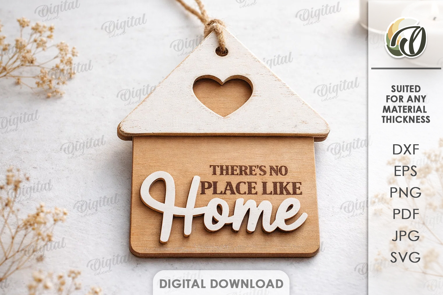 3D Home Gift Tag Laser Cut. Present Tag SVG product image 1