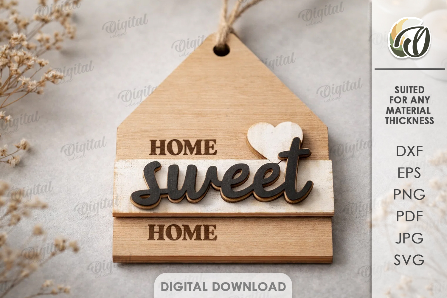 3D Home Gift Tag Laser Cut. Present Tag SVG product image 1