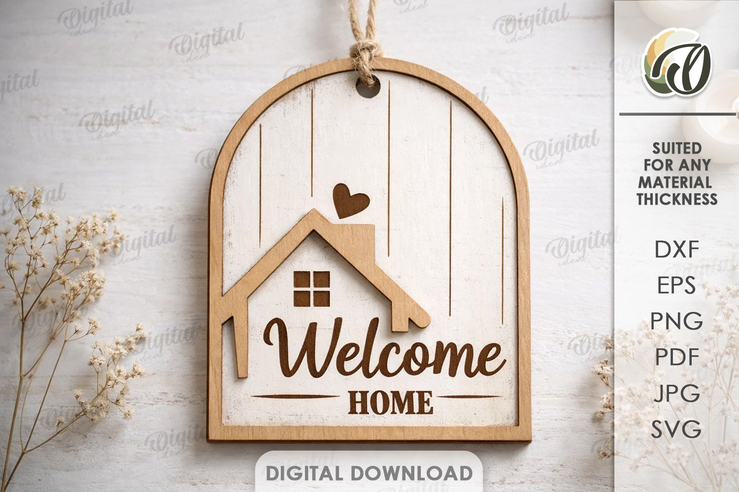 3D Home Gift Tag Laser Cut. Present Tag SVG product image 1