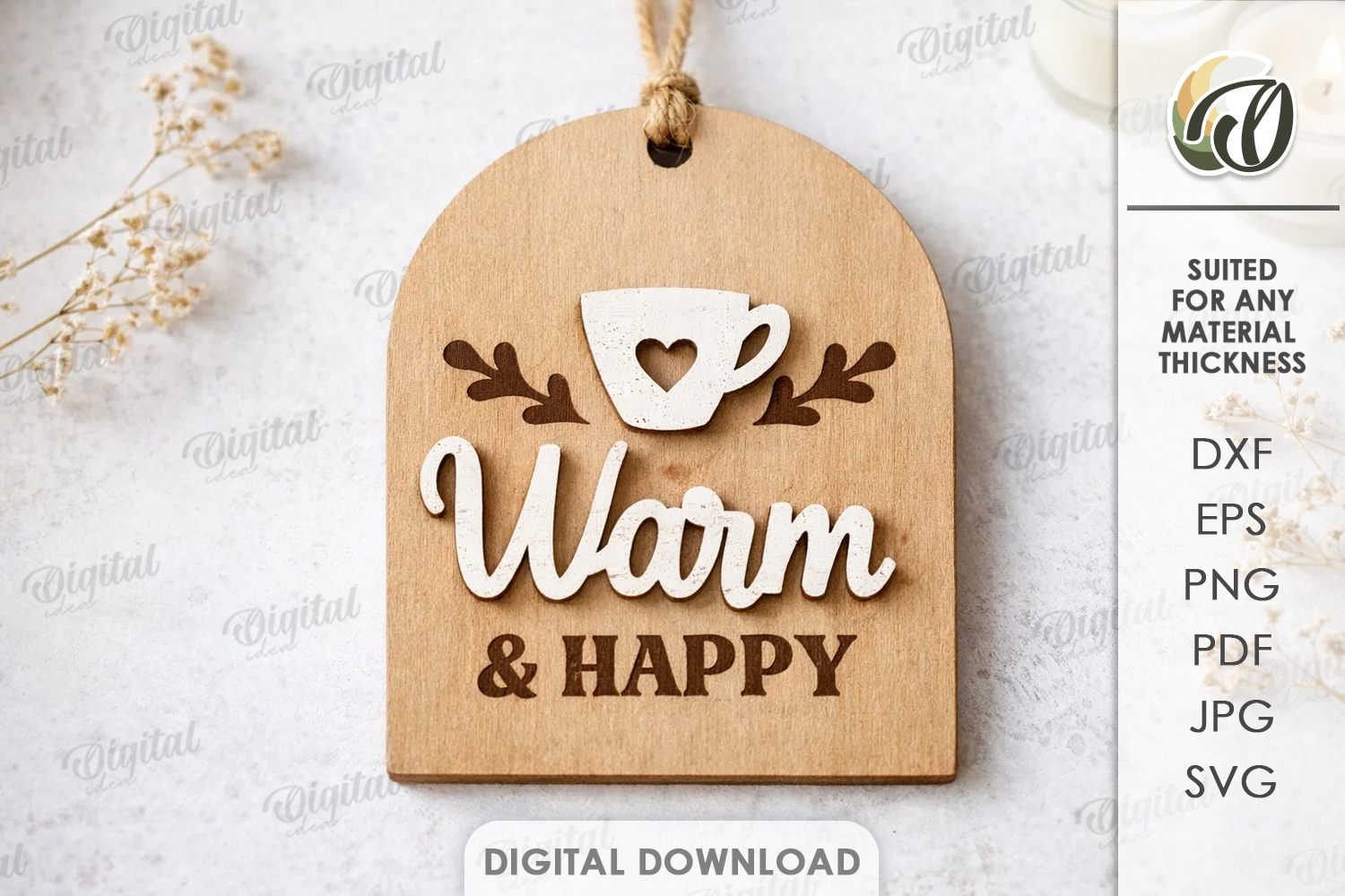 3D Home Gift Tag Laser Cut. Present Tag SVG product image 1