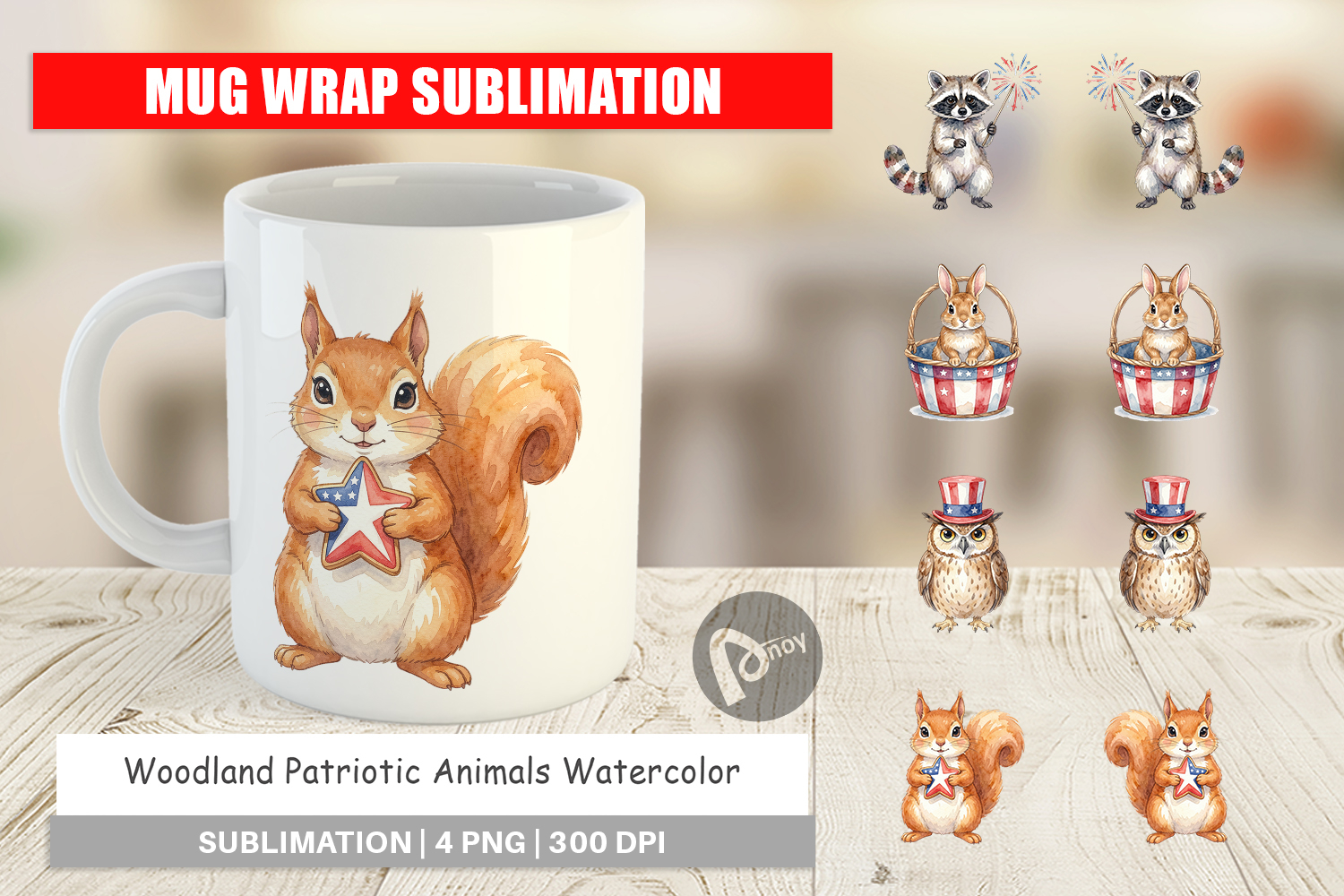 Woodland Patriotic Animals Mug Wrap product image 1