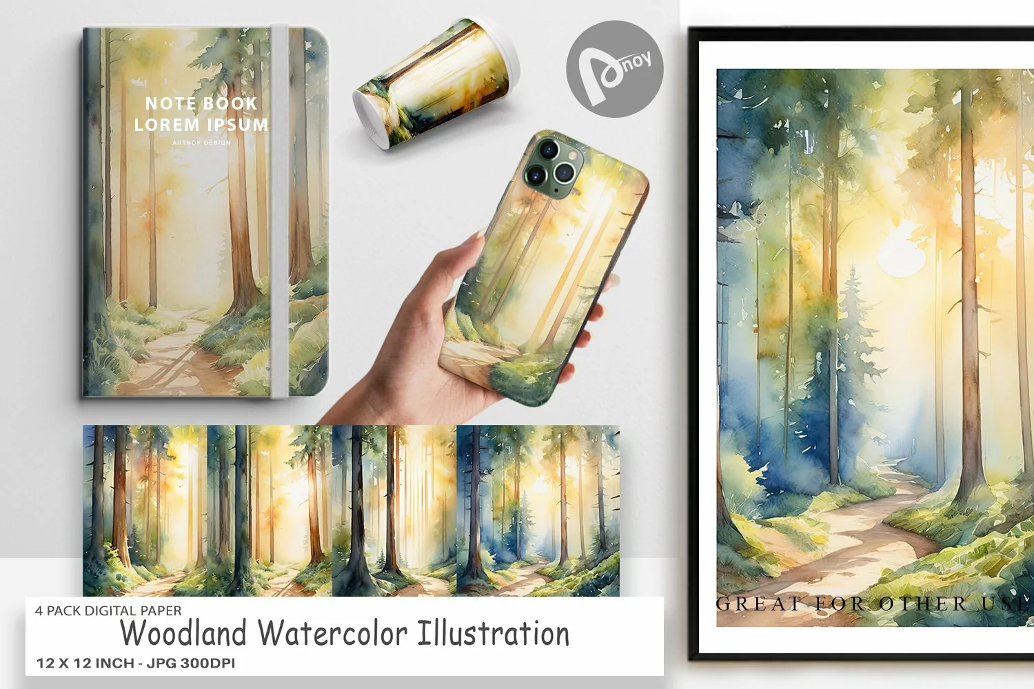 Digital Paper Woodland Watercolor product image 1