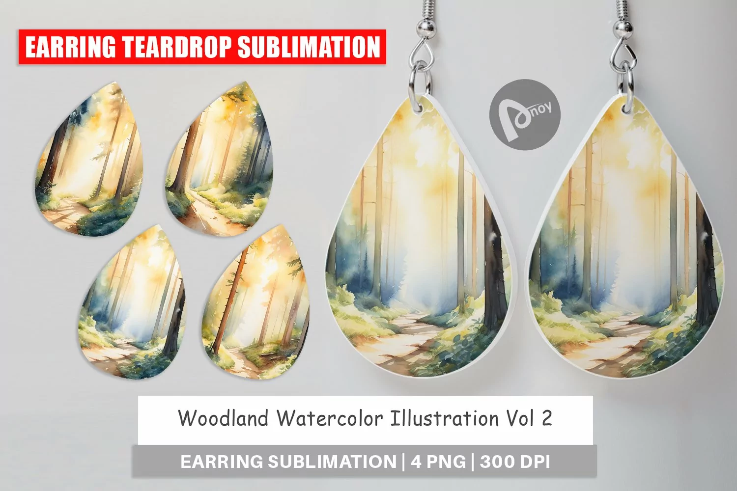 Earring Teardrop Woodland Watercolor product image 1