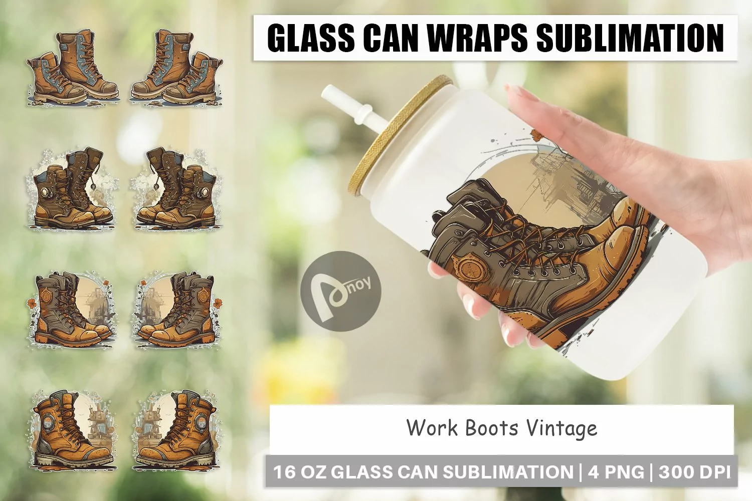 Glass Can Wraps Boots Vintage product image 1