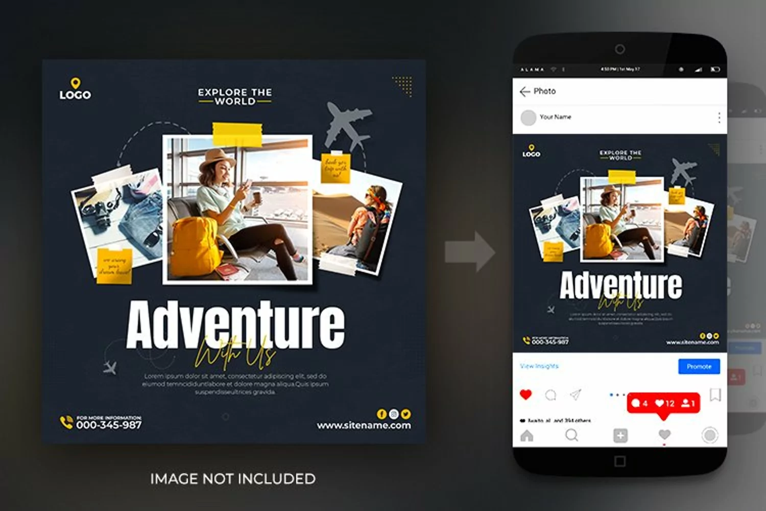 World travel and tours adventure holiday social media post product image 1