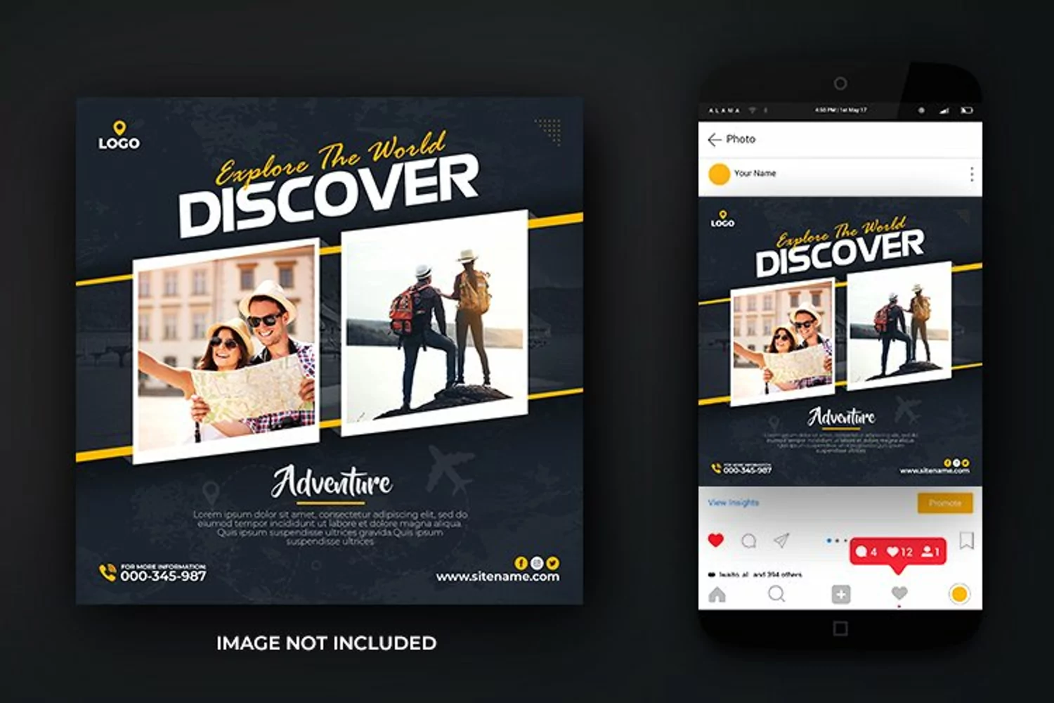 World Travel and Tour Adventure Holiday Post Design Template product image 1