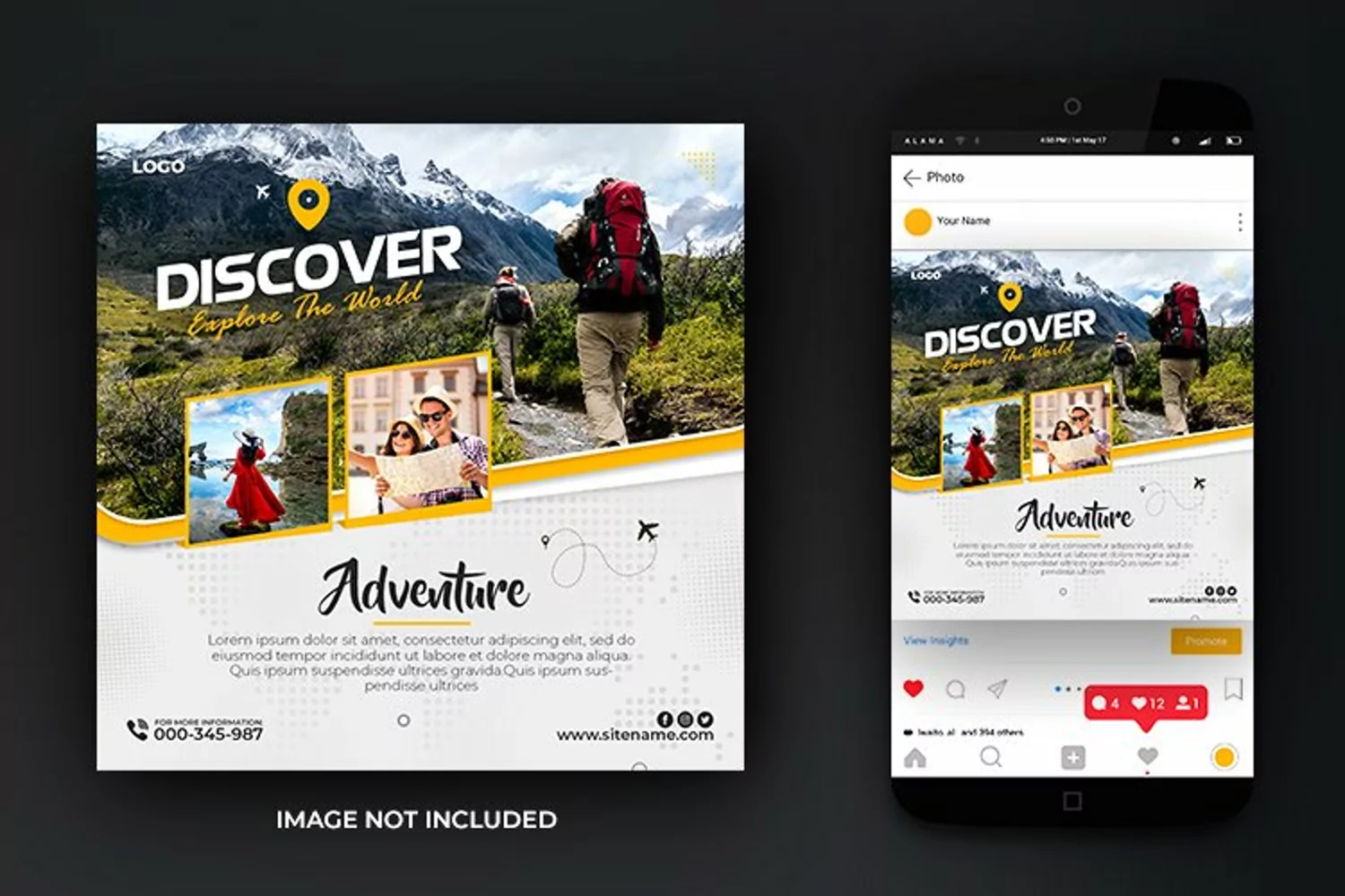 World Travel or Tour Adventure Holiday Social Media Template product image 1