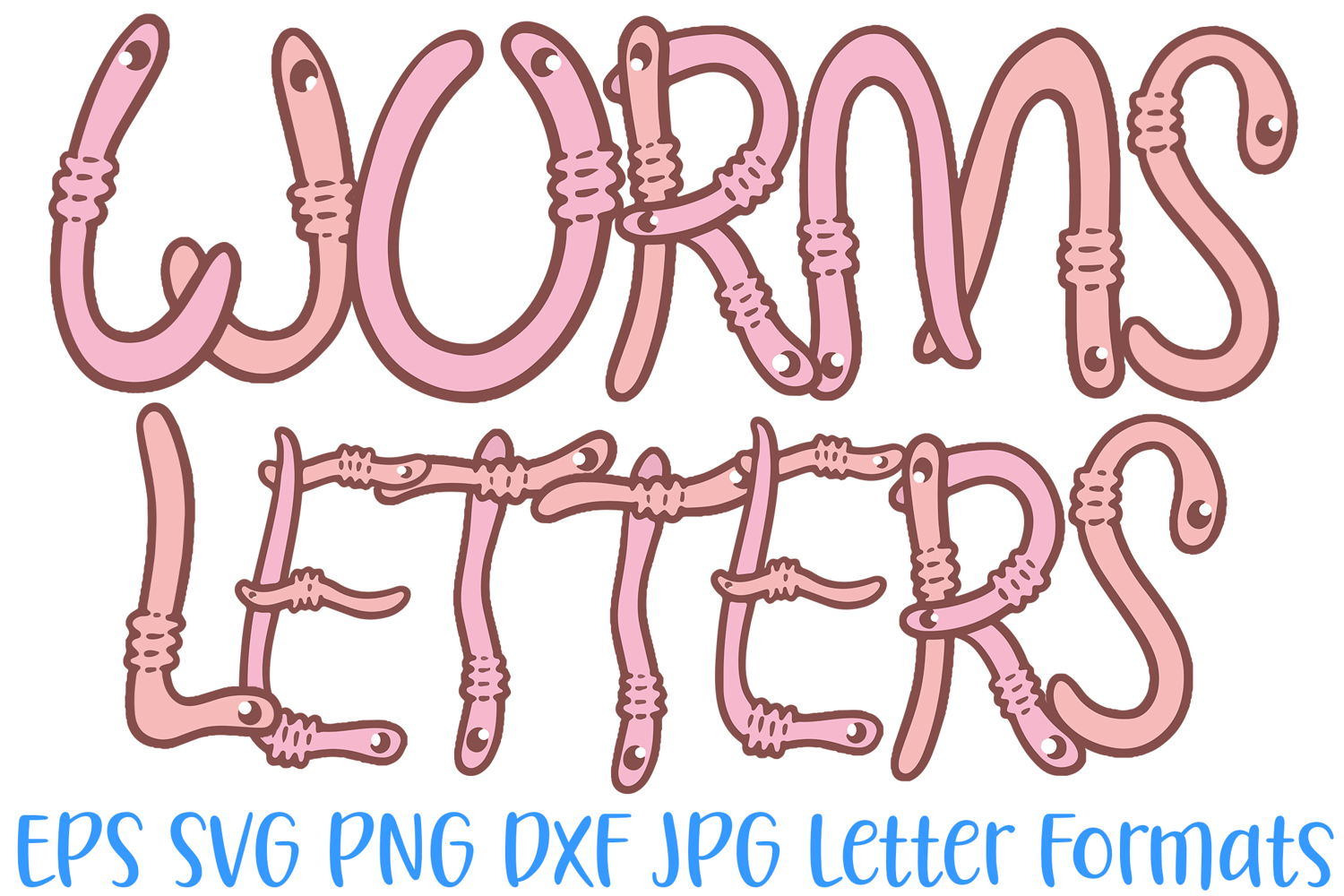 Worm Letters Font Comic Snake Wiggly Lettering ABC SVG PNG Type by Squeeb Creative