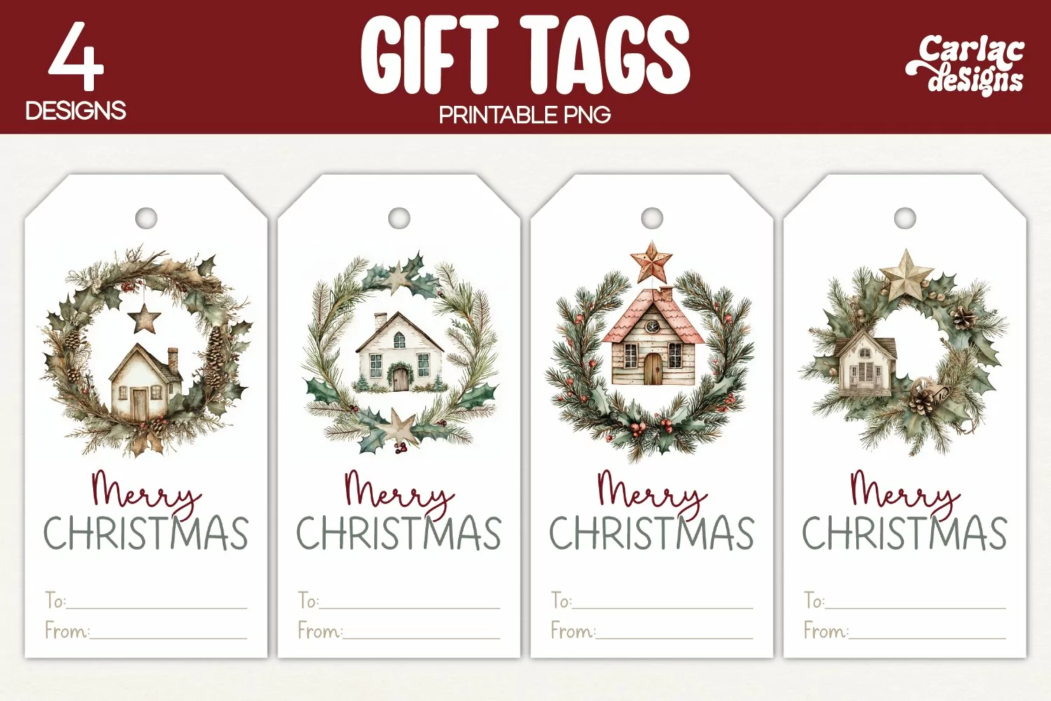 wreath gift tags
