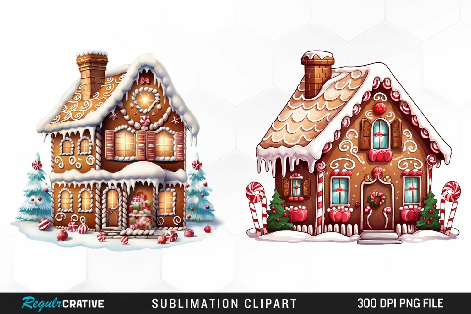 Watercolor Gingerbread House Sublimation Design product image 1