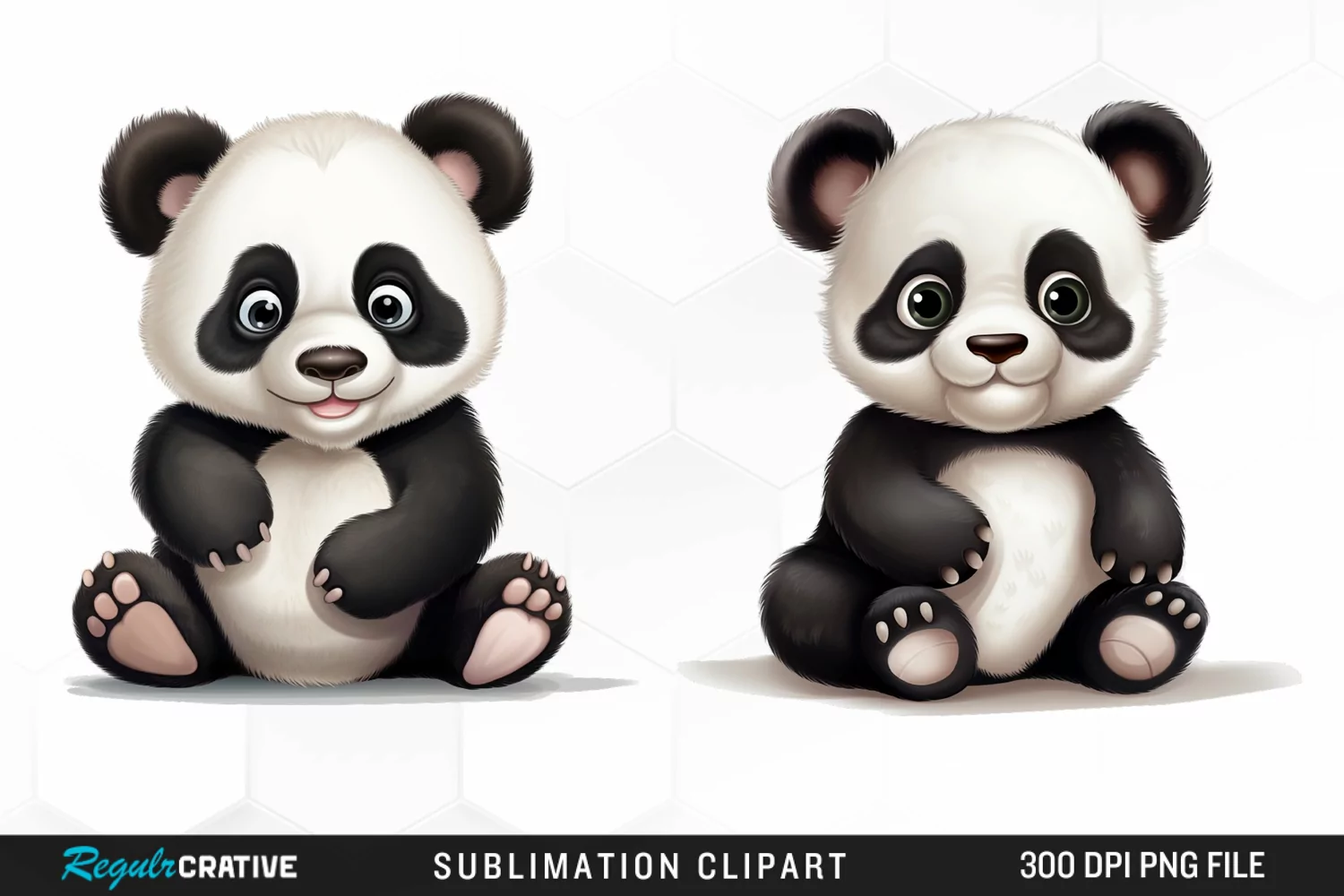 Watercolor Baby Panda Sublimation Clipart product image 1