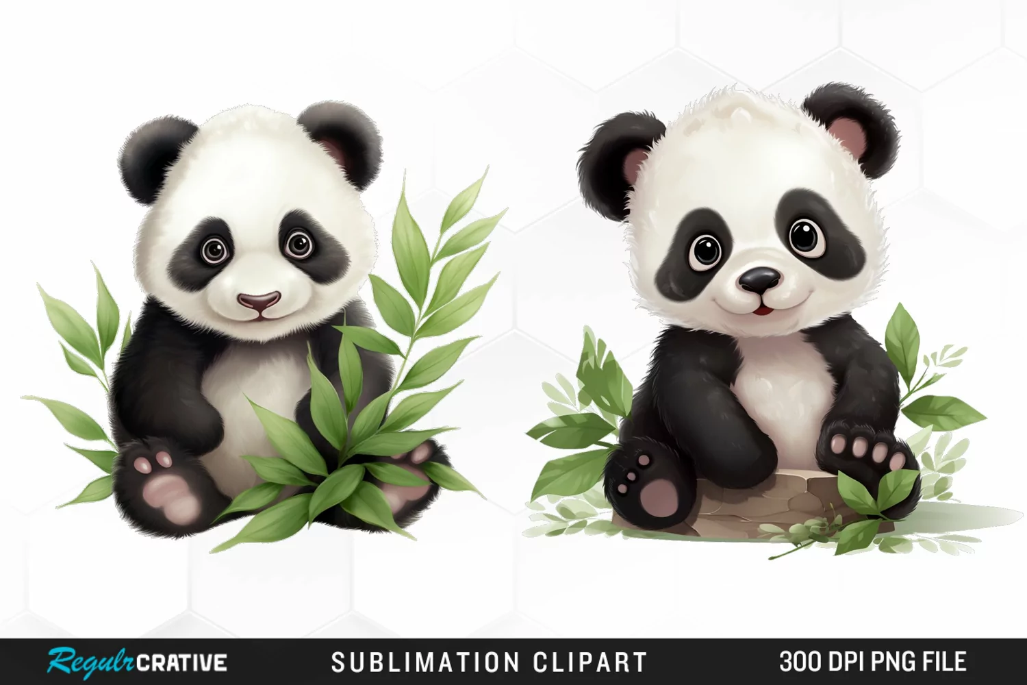 Watercolor Baby Panda Clipart product image 1