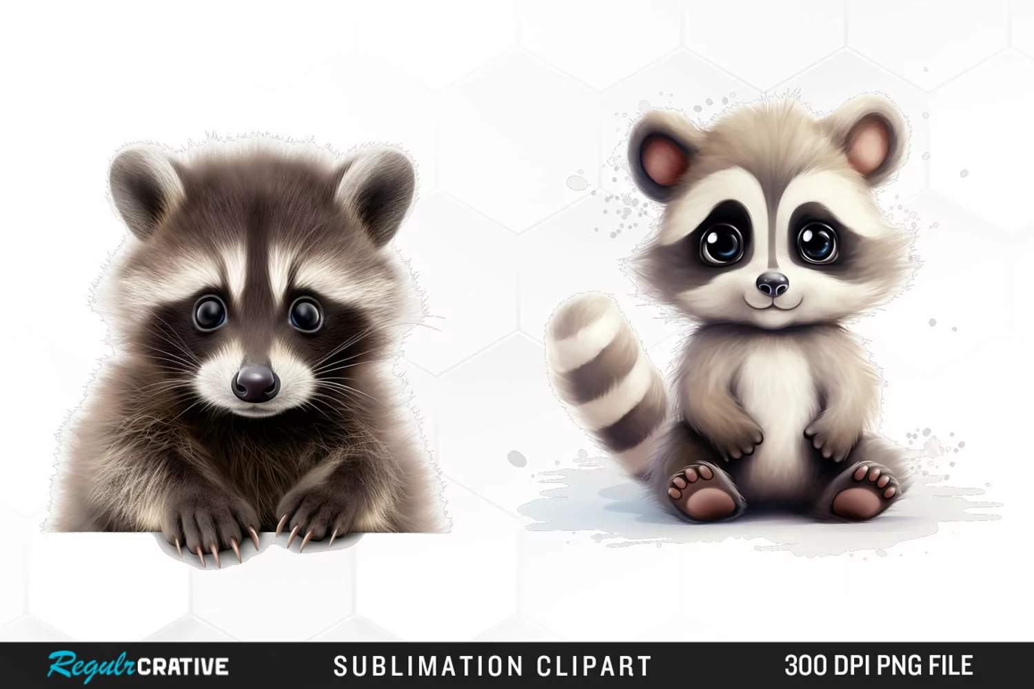 Watercolor Cute Raccoon Image Clipart product image 1