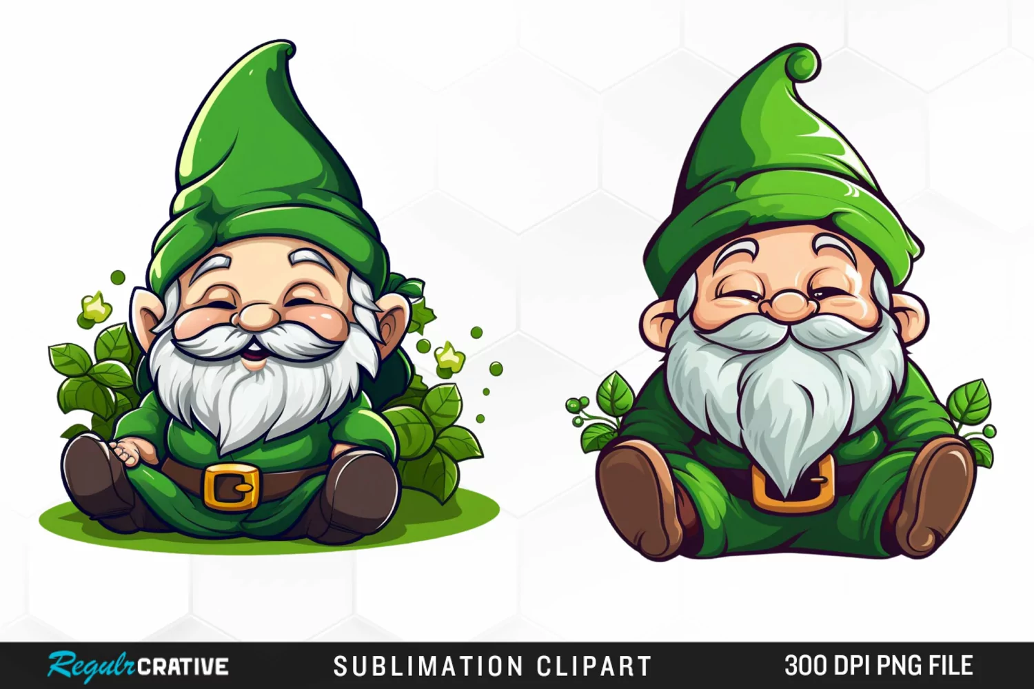 Watercolor Green Gnome Graphics Clipart product image 1