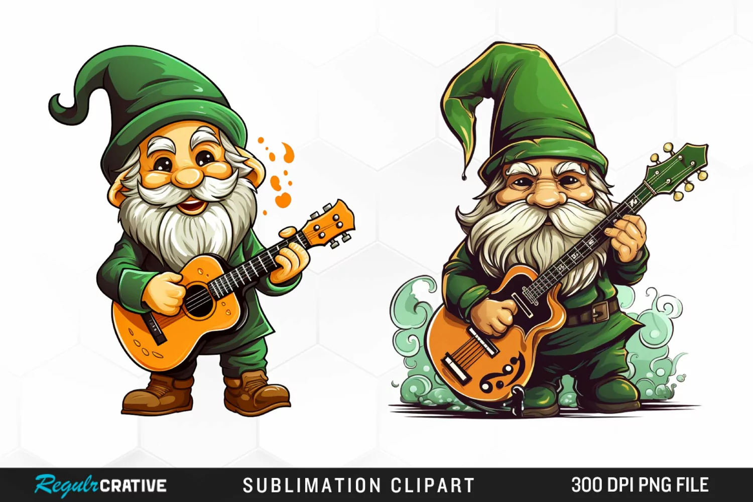 Watercolor Green Gnome Art Clipart product image 1
