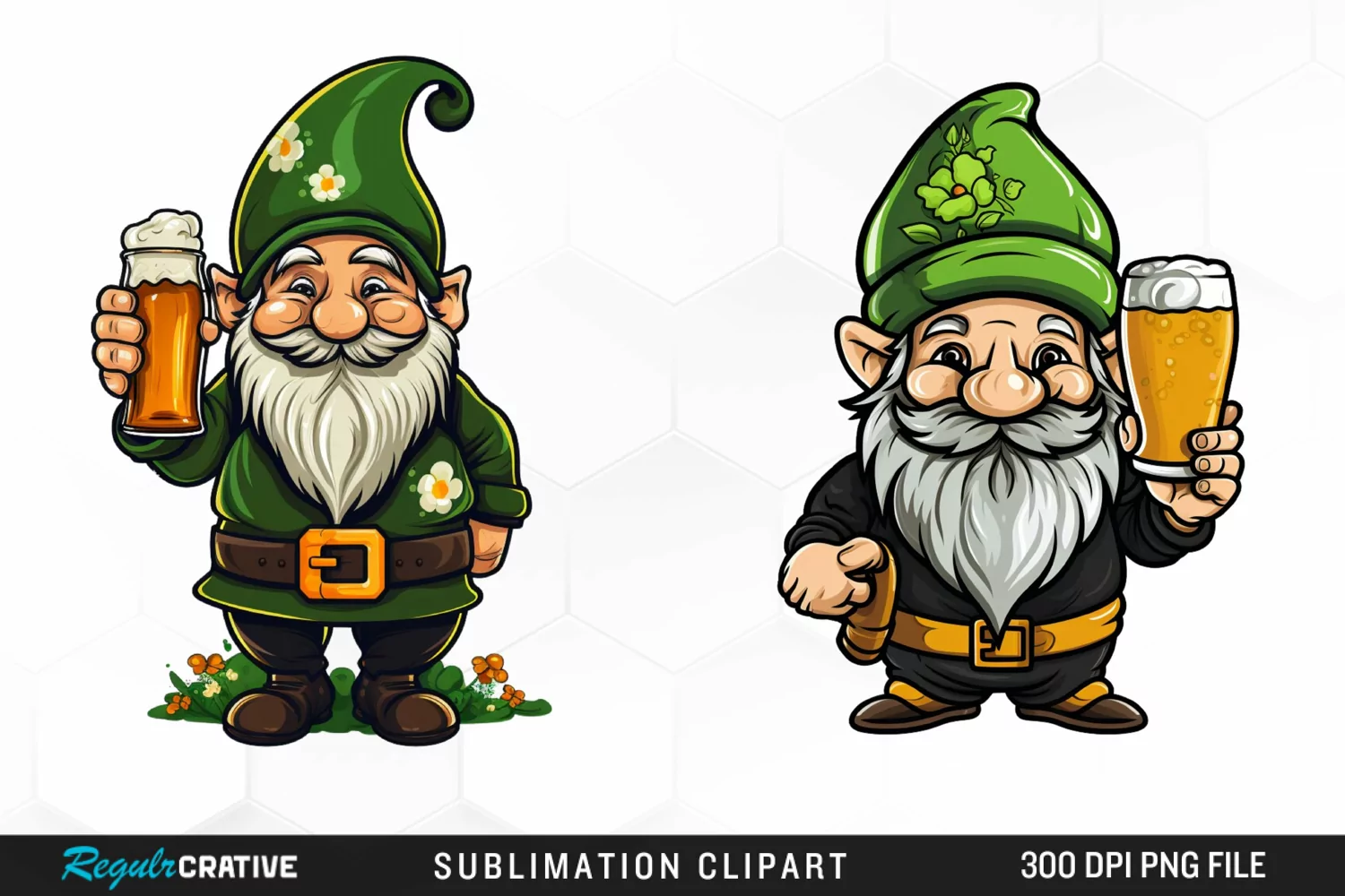 Watercolor Green Gnome Artwork Clipart product image 1