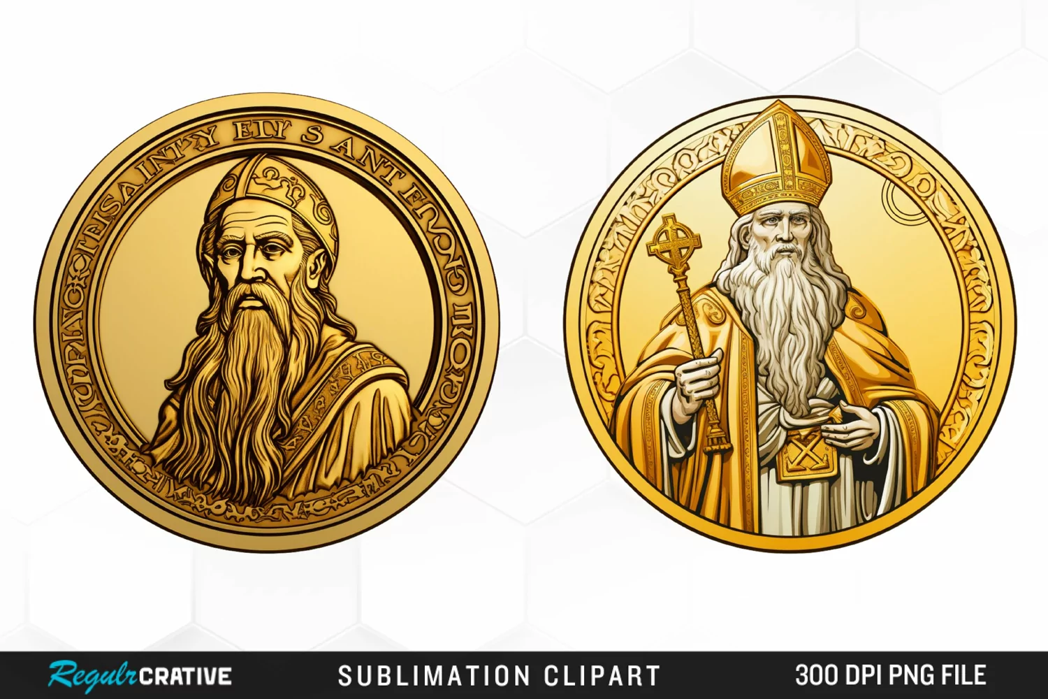 Watercolor Golden Coin Graphic Clipart product image 1