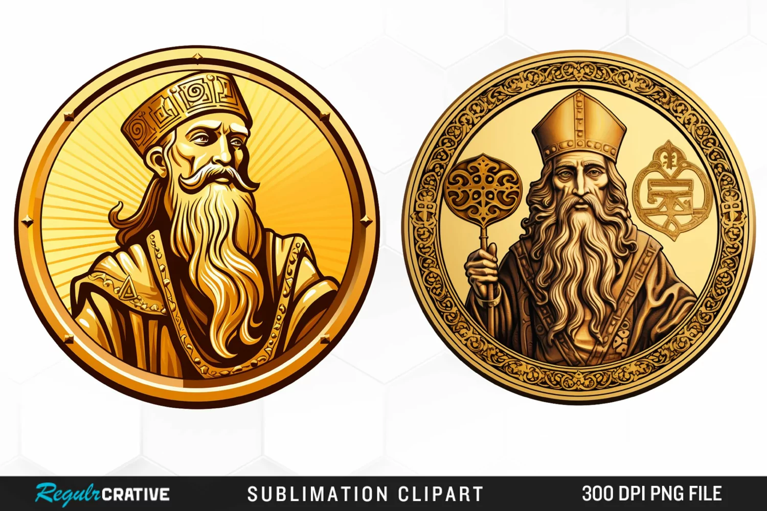 Watercolor Golden Coin Exquisite Clipart product image 1