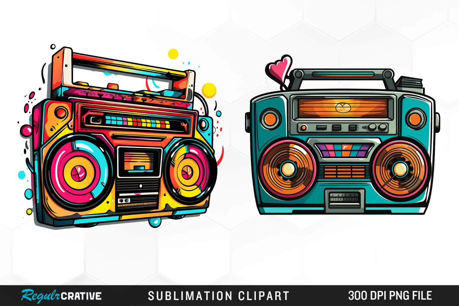 Watercolor Retro tape player Graphics Graphic Clipart product image 1