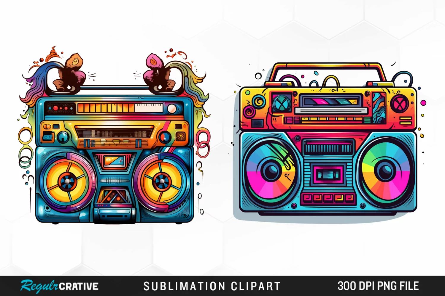 Watercolor Retro tape player Design Clipart product image 1