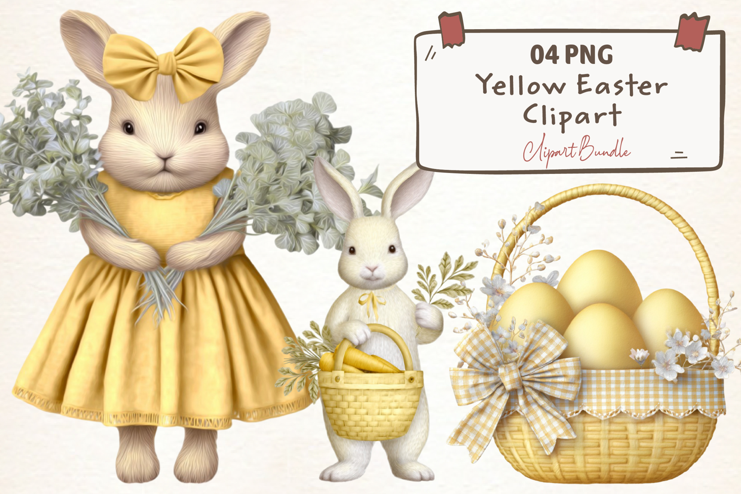 Yellow Easter Watercolor Clipart product image 1
