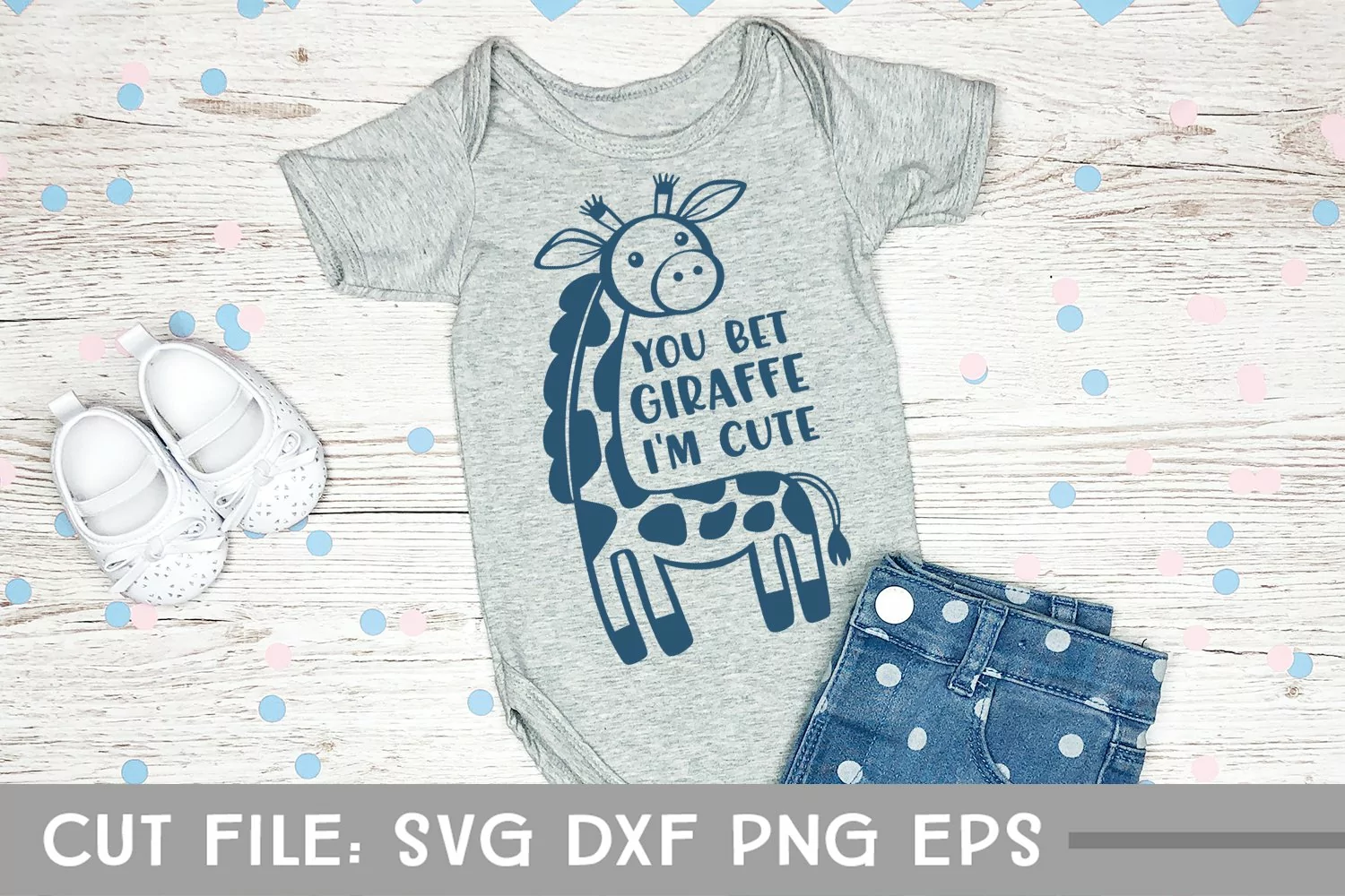 You Bet Giraffe I'm Cute, Hand Lettered Baby Toddler SVG product image 1