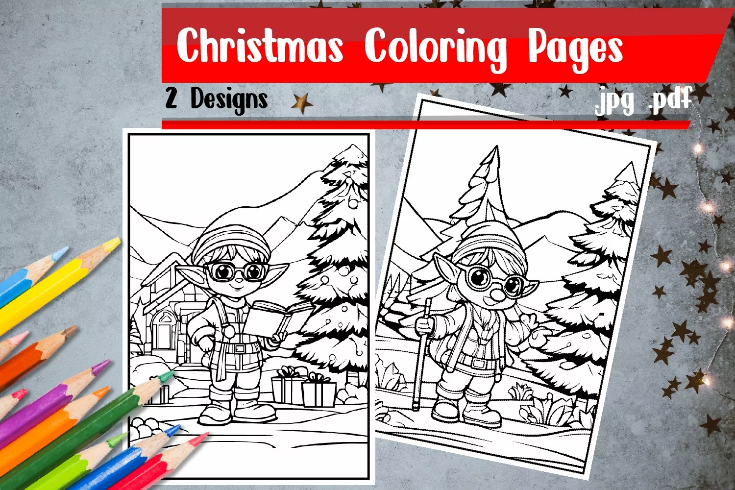 Elf Coloring Pages|Christmas Coloring Pages product image 1