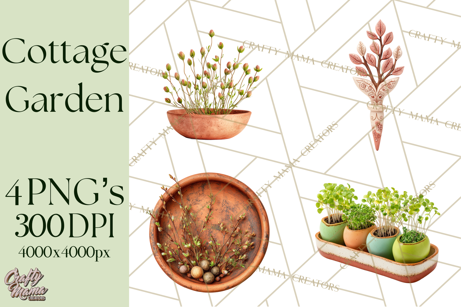 Early Spring Garden Cottagecore PNG, Seedling Terracotta product image 1